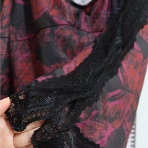 Free People floral Lace Trim Nightskirt - Black and Pink red